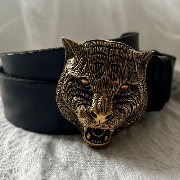 GUCCI feline head, leather belt, size 34, womens - Picture 7 of 7